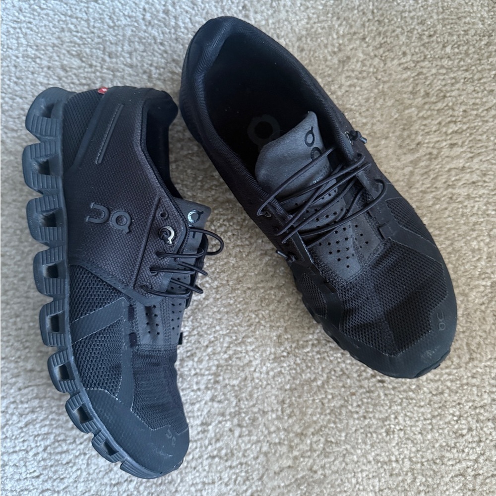 QC On Cloud Black Mesh Running Shoes Swiss Lace Up Sneakers